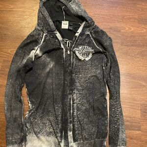 Harley-Davidson Black and Gray Zip-Up Hoodie